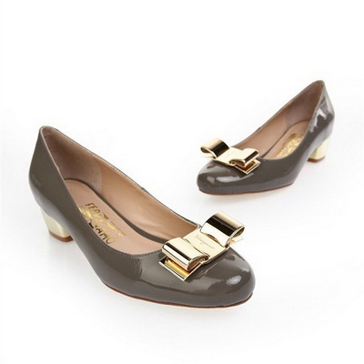 Ferragamo Shallow mouth Block heel Shoes Women--036